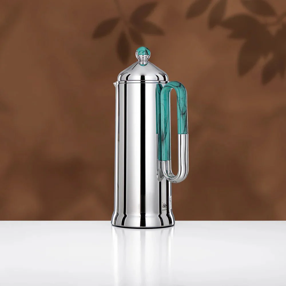 Almarjan 2 Pieces Vacuum Flask Set, Silver & Tiffany Marble - Image 4