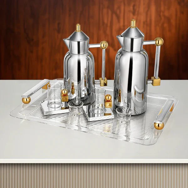 Almarjan Elegant Silver & Gold 21-Piece Tea and Coffee Serving Collection for Modern and Classic Tables - Image 2