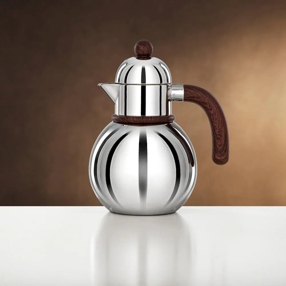 Almarjan Silver & Dark Wood Single Vacuum Flask 0.75L