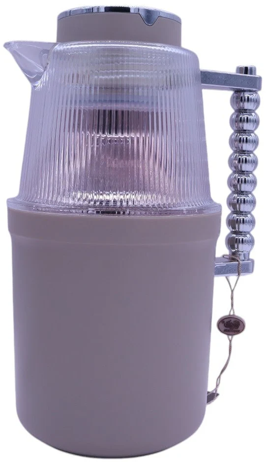 Almarjan Vacuum Flask 700Ml+1L Ivory Colored Transparent Gold - Image 2