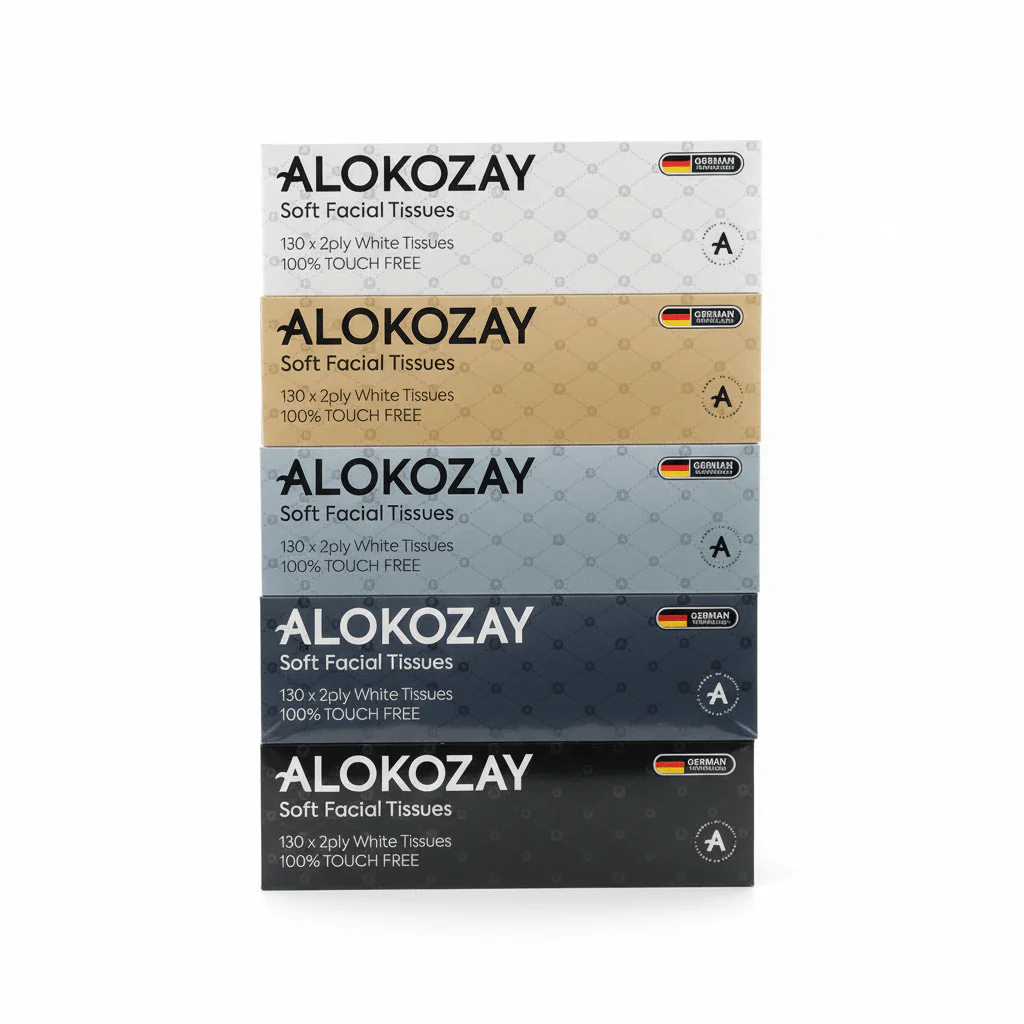 Alokozay Classic Tissue Box – 130 Sheets, 2 Ply, Pack of 5