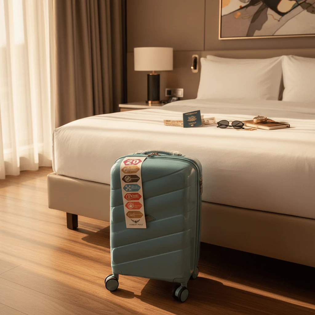 American Wings Light Blue Hardshell Carry-On Trolley Bag 20 Inch - Image 3