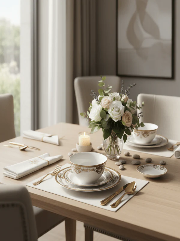 Angela Porcelain Bowl 11 cm – White with Elegant Gold Flower Pattern, Tableware Bowl - Image 2