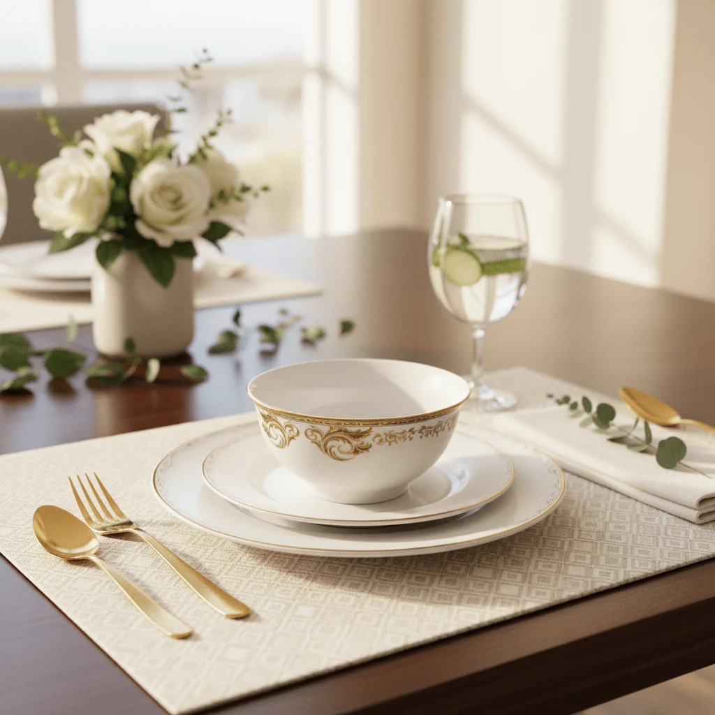 Angela Porcelain Bowl 11 cm – White with Elegant Gold Flower Pattern, Tableware Bowl - Image 3