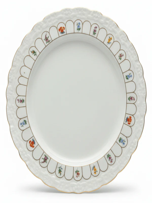Angela Porcelain Dinner Plate 25 cm – White with Floral Border Design, Premium Tableware