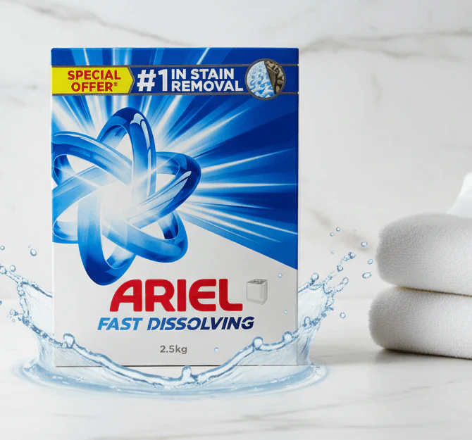 Ariel Fast Dissolving Laundry Detergent Powder, 2.5 KG