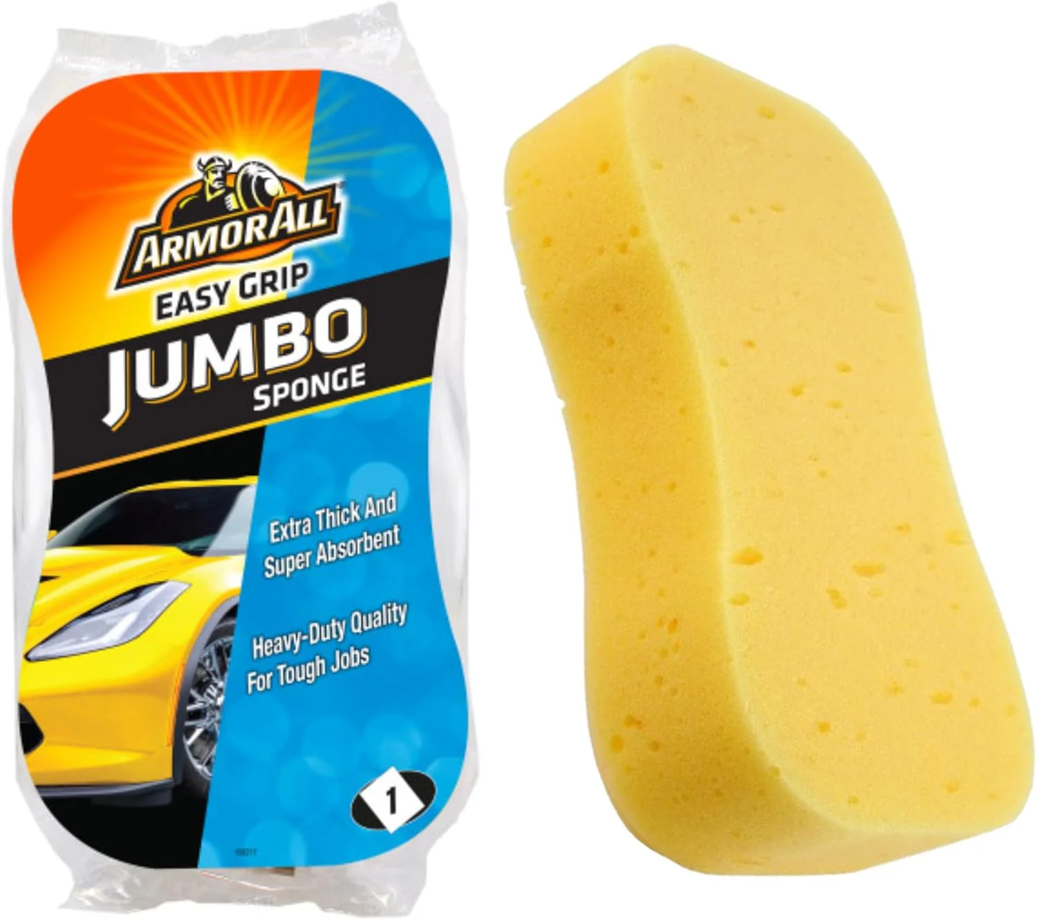Armor All Jumbo Sponge Easy Grip, Extra Thick and Super Absorbent