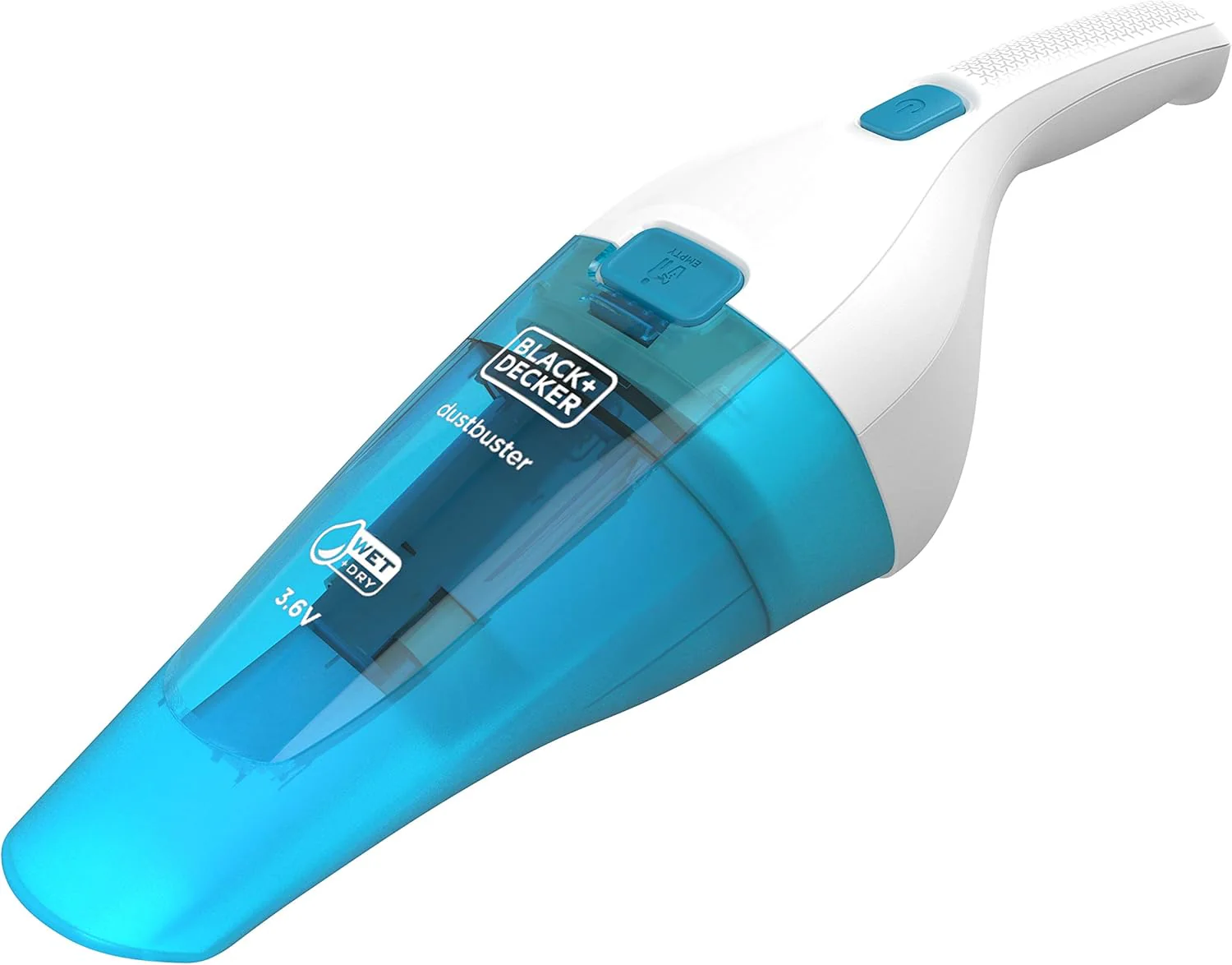 BLACK+DECKER 3.6V 1.5Ah Li-Ion Cordless Wet & Dry Dustbuster Handheld Vacuum, White/Blue - WDC115WA-B5