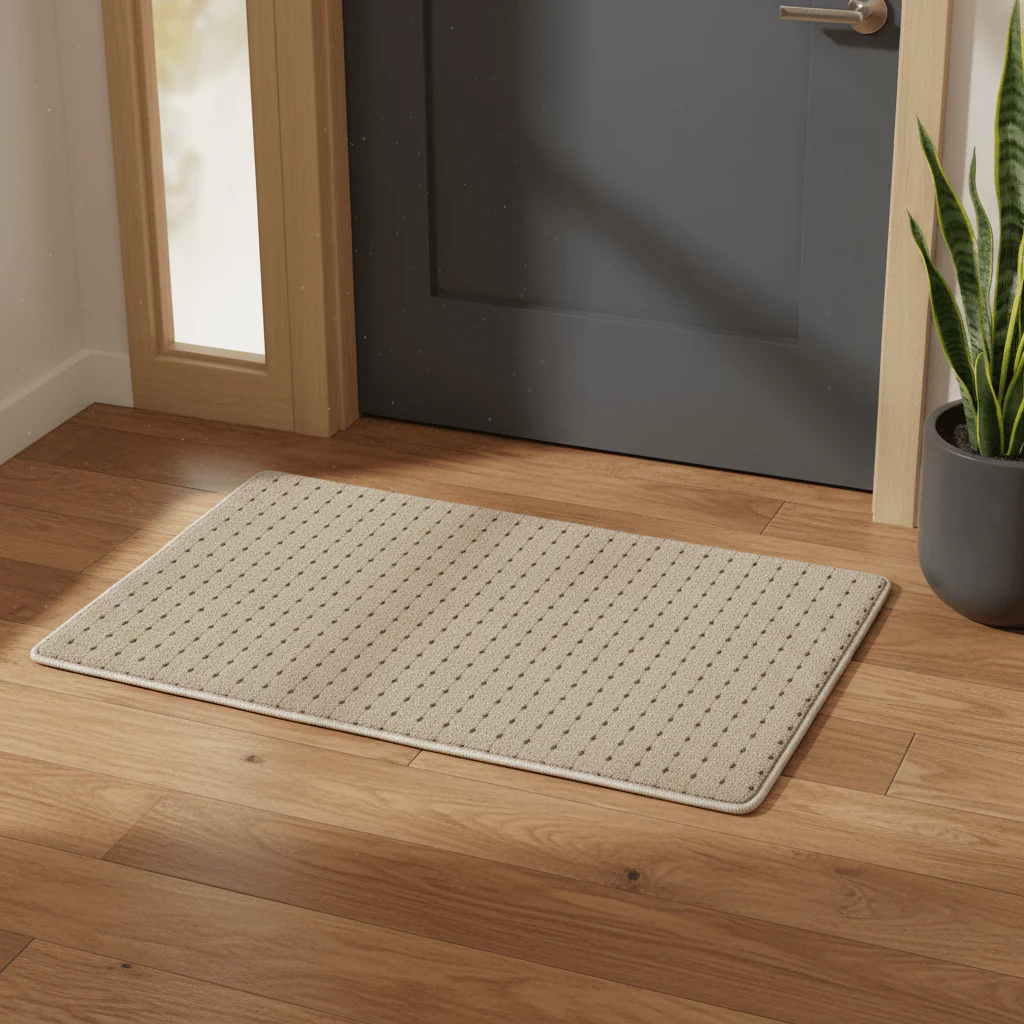 Beige Rectangle Door Mat | Anti-Slip Woven Grid Entrance Rug | 68 × 44 cm | Indoor & Outdoor Use | Home Entryway Floor Mat - Image 2