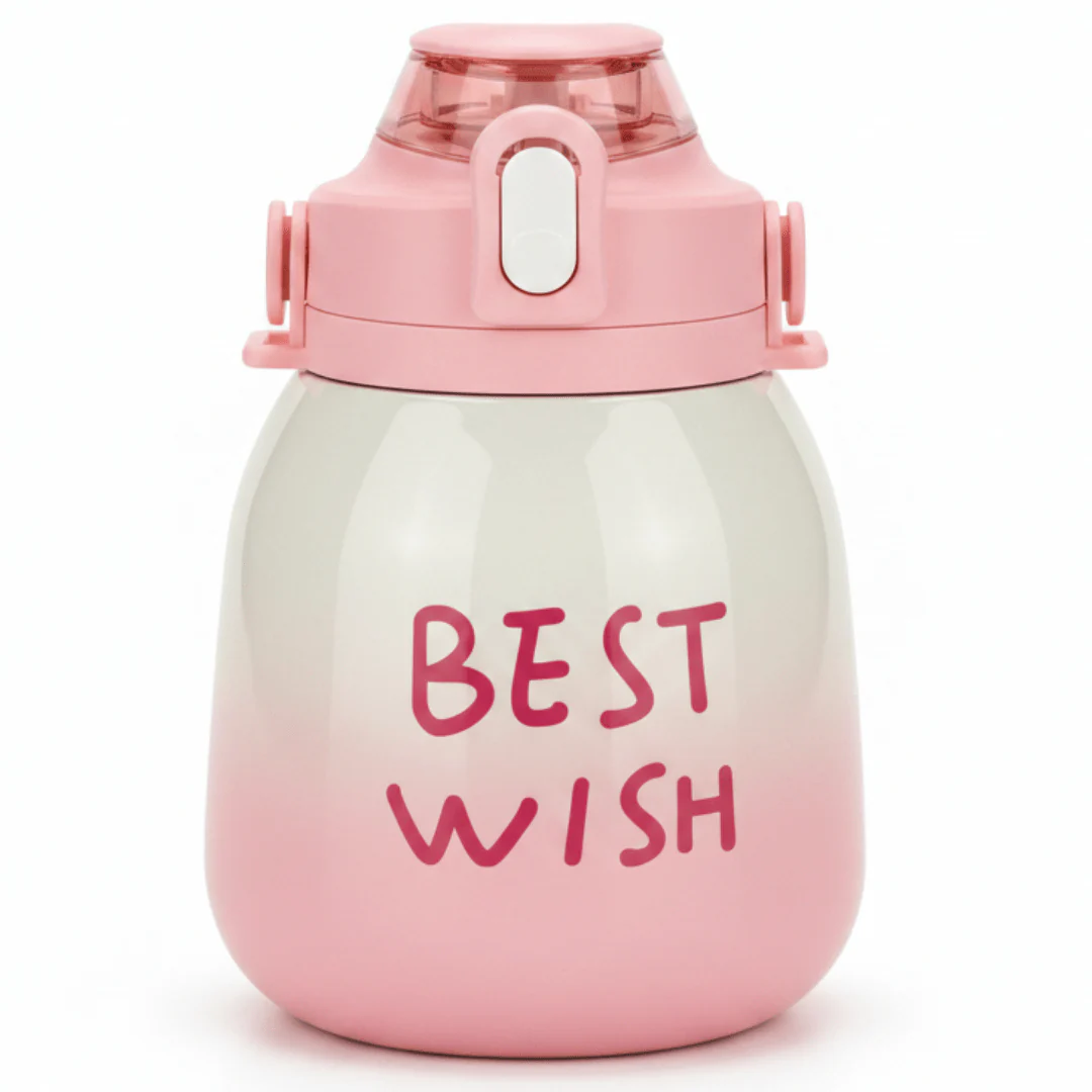 Best Wishes Pink & Cream  Stainless Steel Vacuum Flask with Premium Blue Handle 1000ml