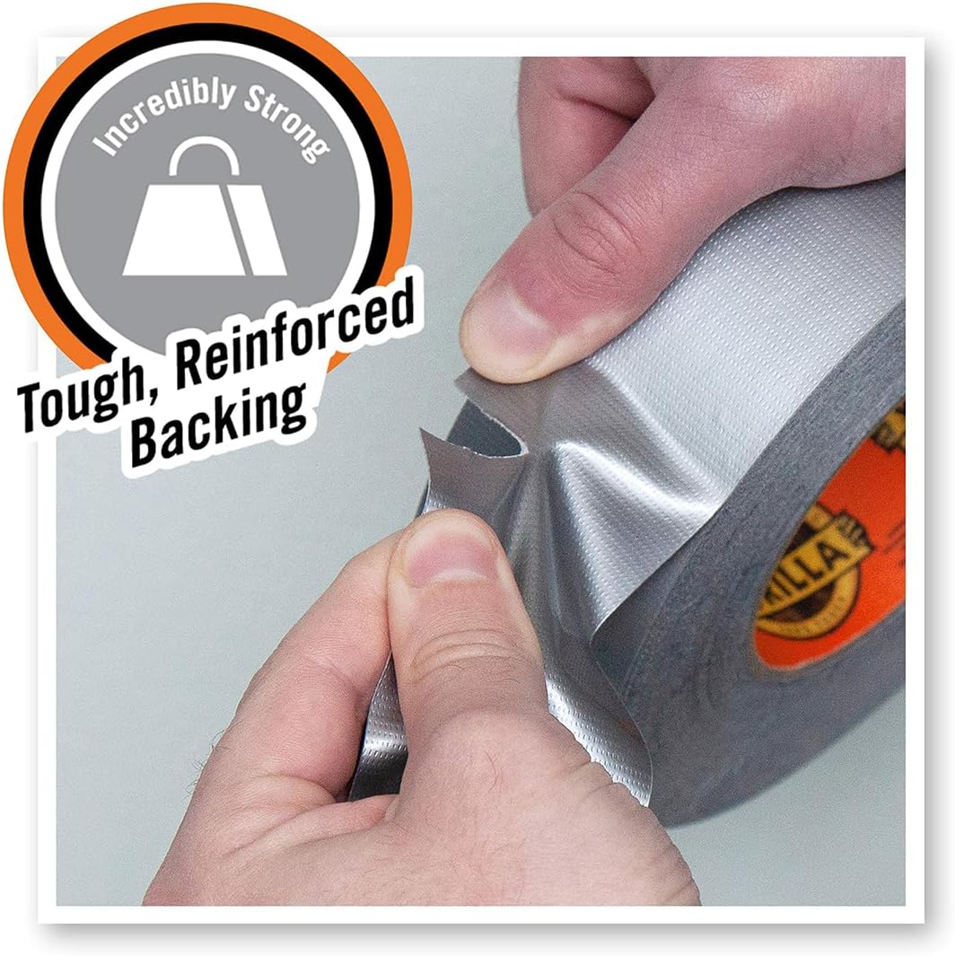 Gorilla Silver Duct Tape 1.88 inch x 10 yd 2x Double Thick Adhesive,Tough,Reinforced Backing,Rugged, Weather Resistant Shell. - Image 3