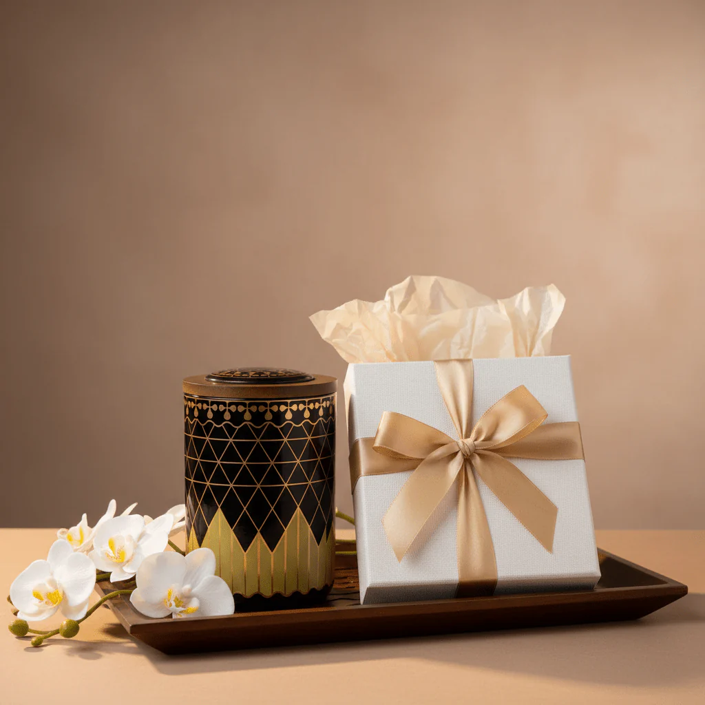 Black & Gold Ceramic Canister with Lid | 15×10 cm - Image 3