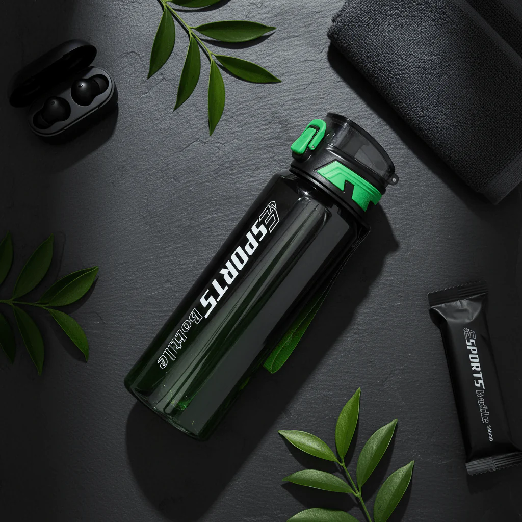 SPORTS Elite Gradient Water Bottle — Black & Green| Flip-Lock Cap 1000ml - Image 4