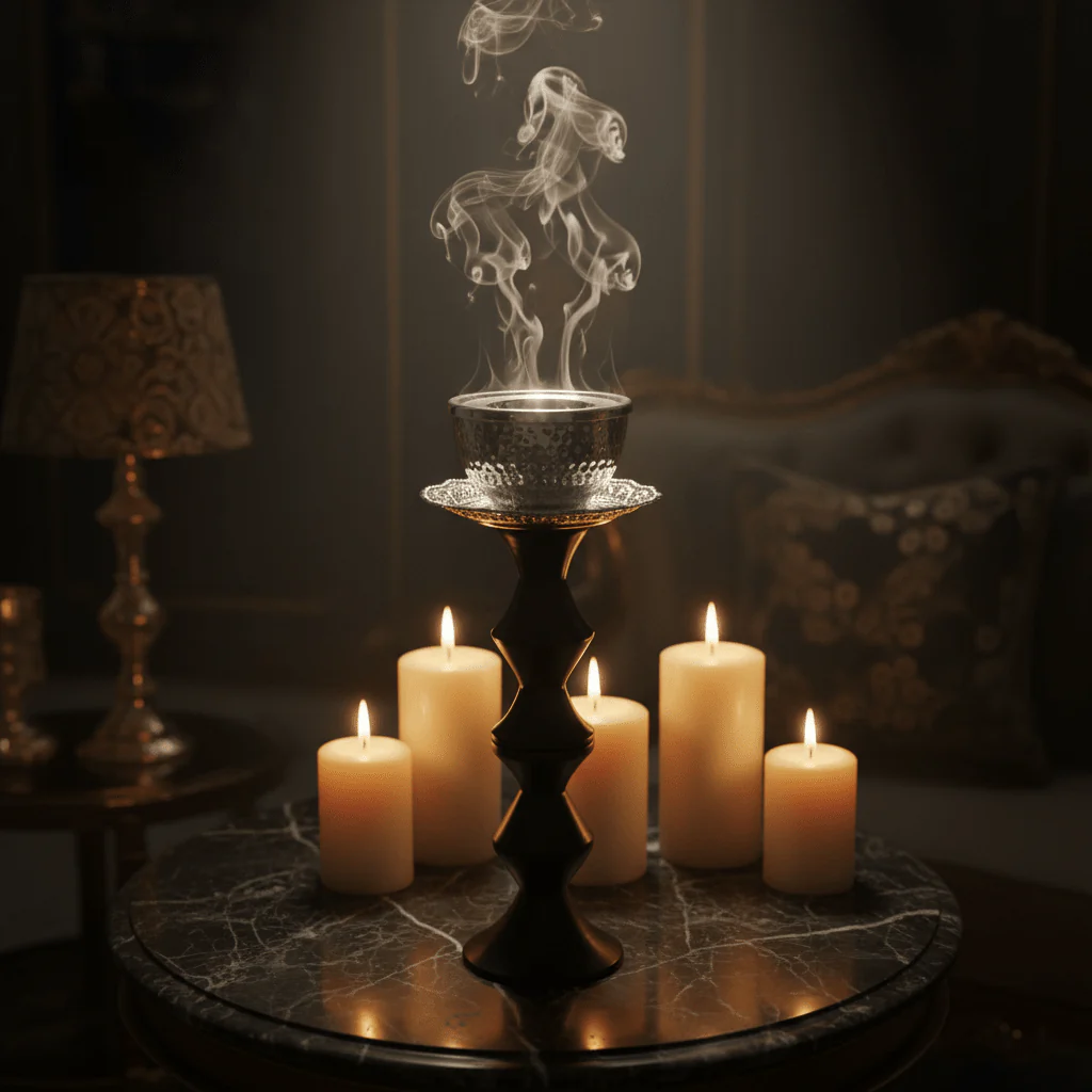 Luxury Arabic Mabkhara | Black & Silver Metal Incense Burner Stand | 40cm | Bakhoor & Oud Holder - Image 2