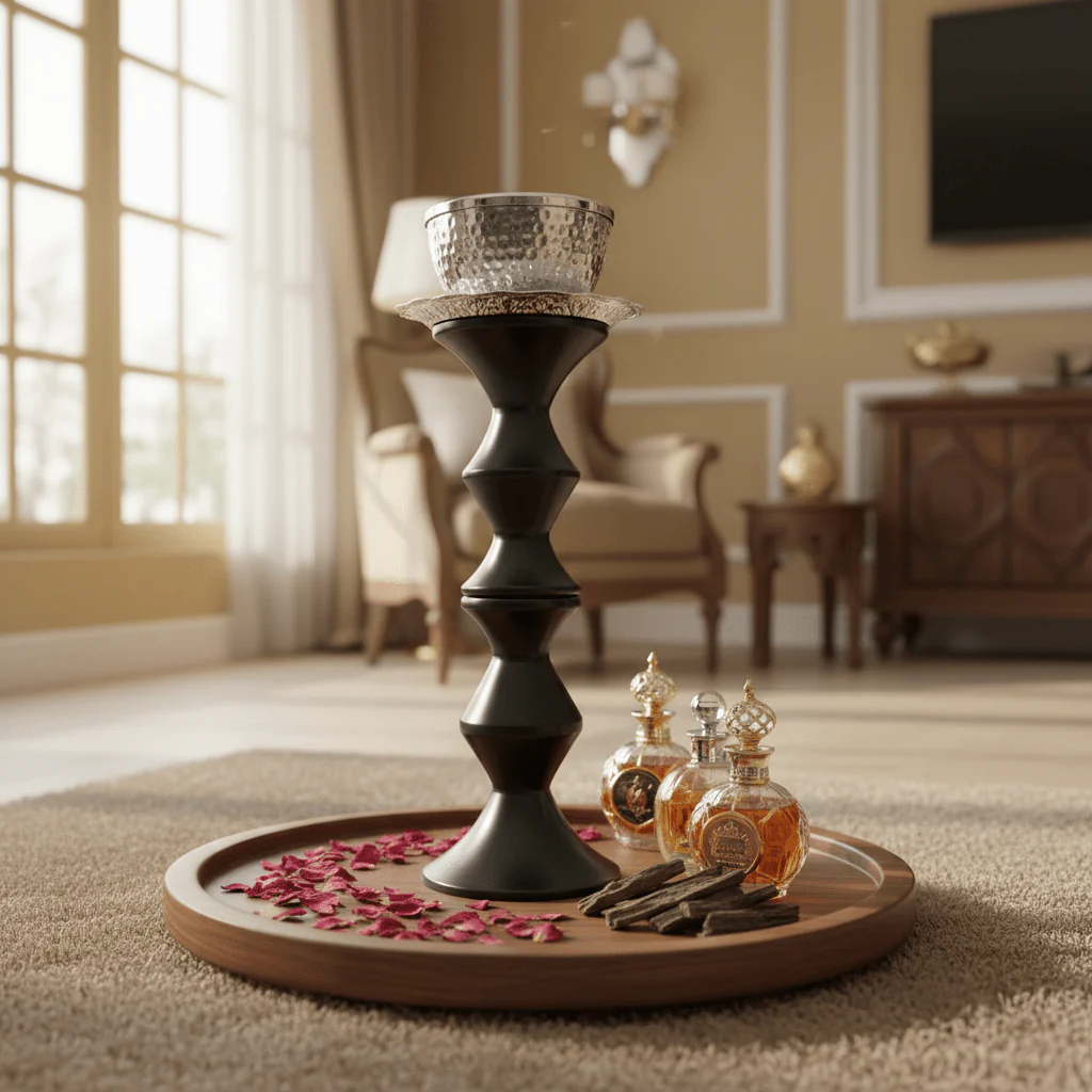 Luxury Arabic Mabkhara | Black & Silver Metal Incense Burner Stand | 40cm | Bakhoor & Oud Holder - Image 3