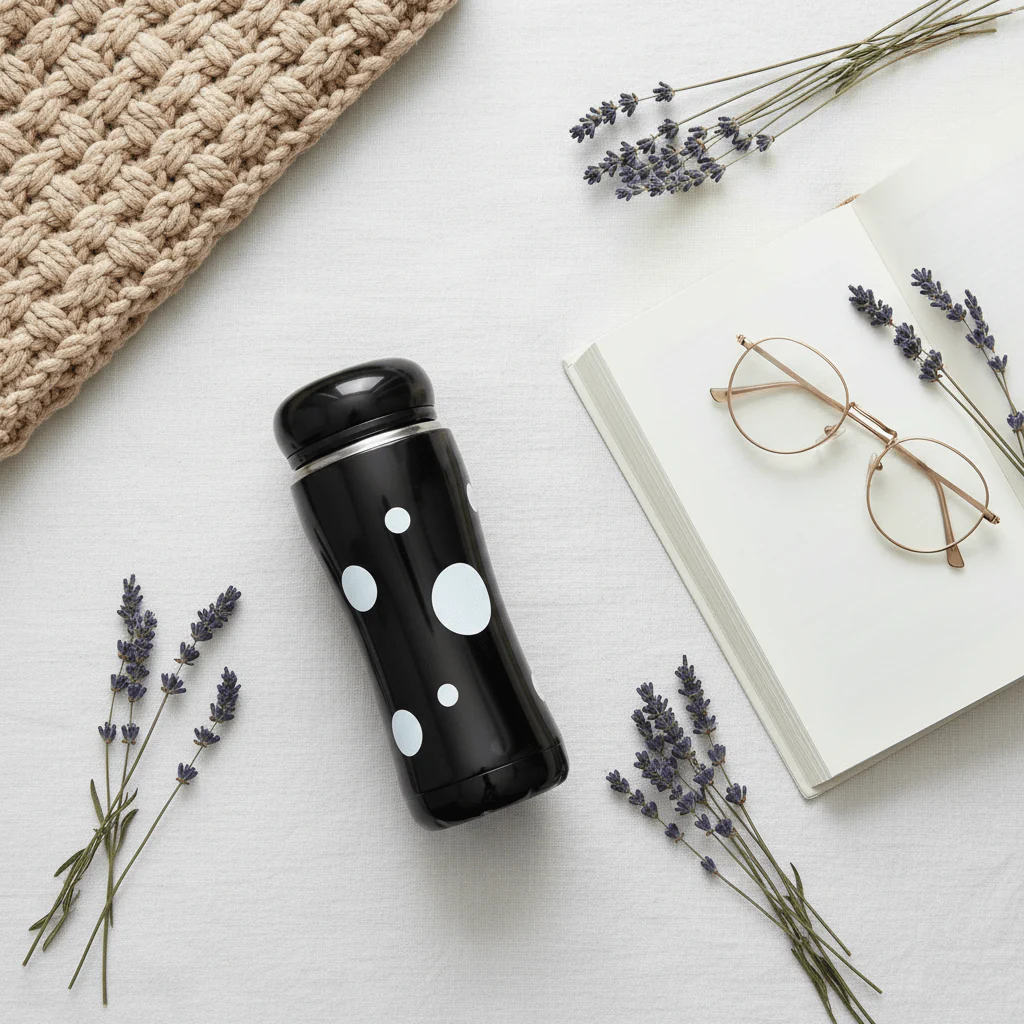 Black & White Polka Dot Stainless Steel Vacuum Bottle — 320ml - Image 3