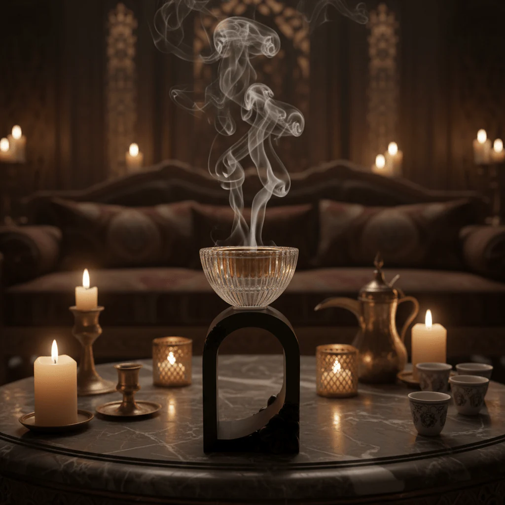 Black Resin Arch & Crystal Glass Incense Burner | 15cm | Luxury Home Fragrance - Image 4