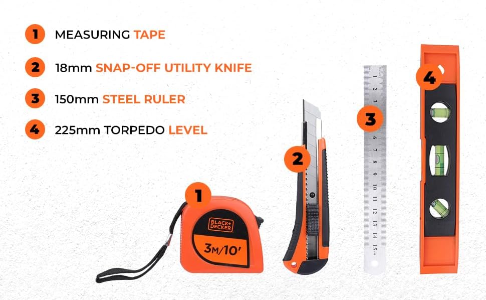 Black & Decker 108 Pieces Hand Tool Kitfor Home & Office Orange/Black BMT108C - Image 3