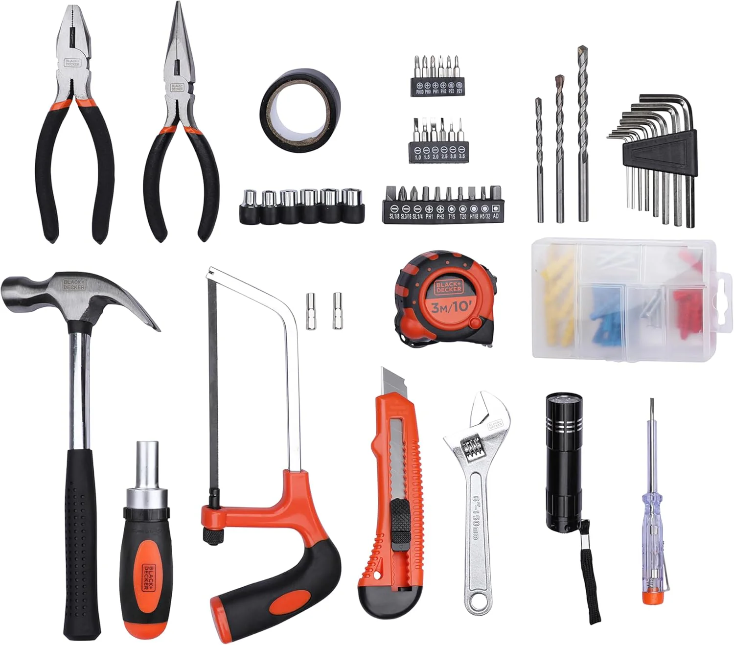 Black & Decker 108 Pieces Hand Tool Kitfor Home & Office Orange/Black BMT108C - Image 8