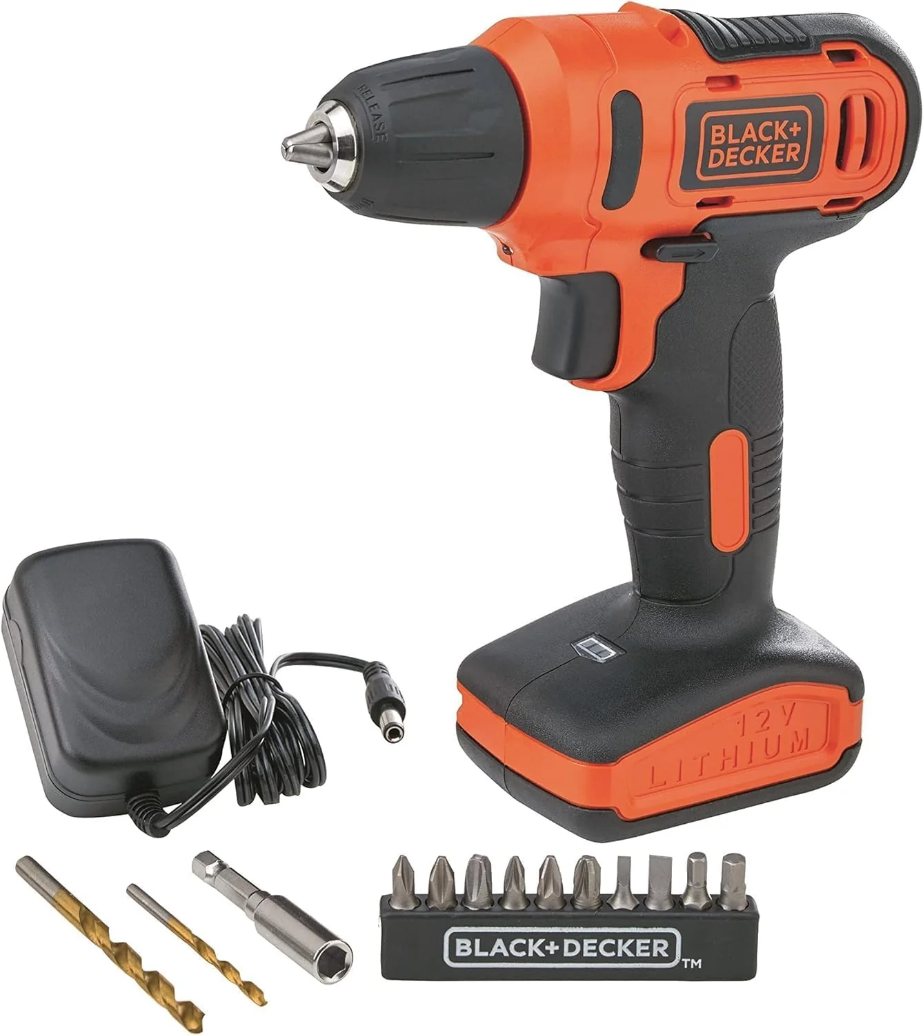 Black & Decker 12V 1.5Ah 900 RPM Cordless Drill Driver with 13 Pieces Bits in Kitbox For Drilling and Fastening, Orange/Black, LD12SP-B5, 1 Years Warranty