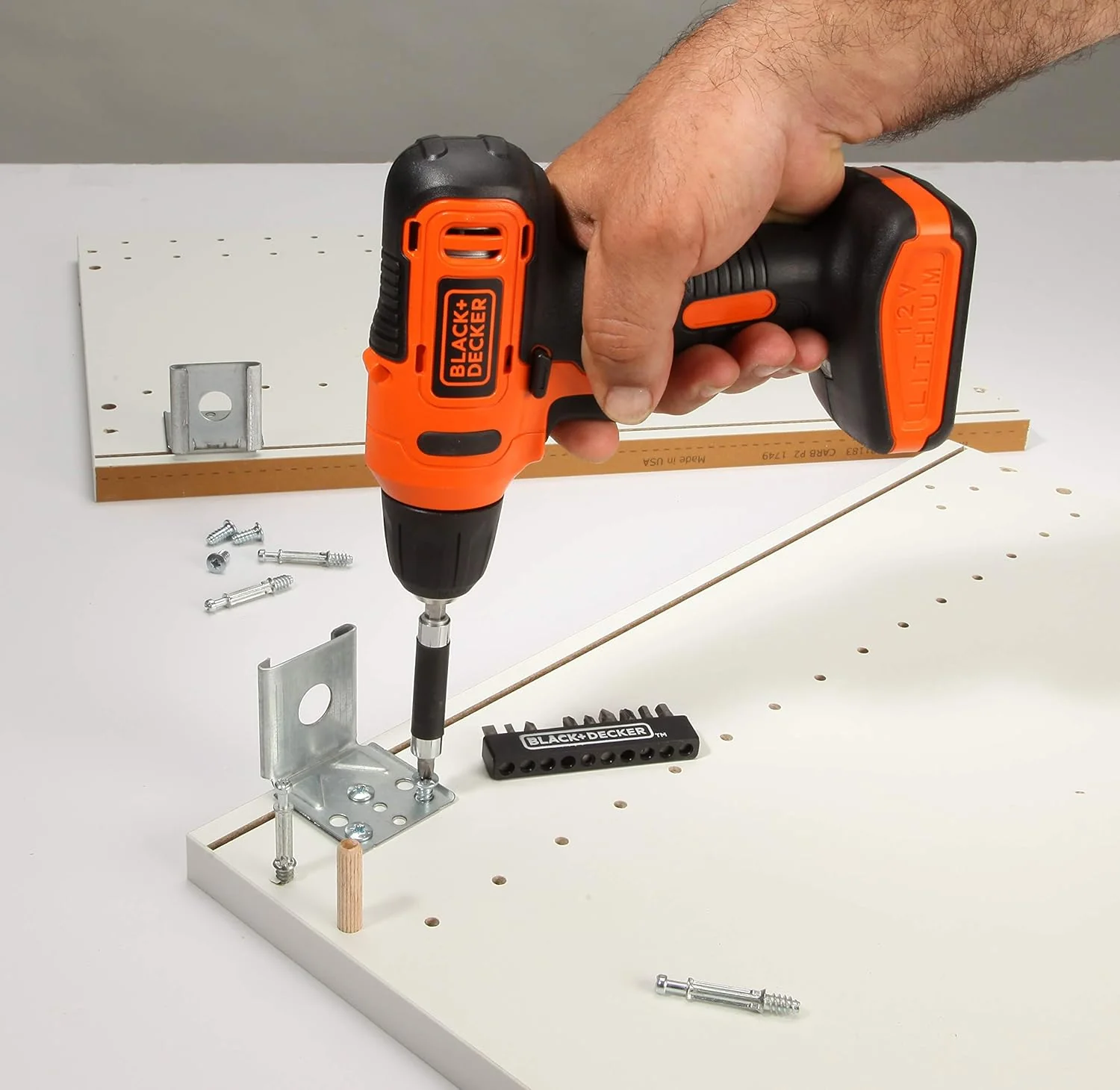 Black & Decker 12V 1.5Ah 900 RPM Cordless Drill Driver with 13 Pieces Bits in Kitbox For Drilling and Fastening, Orange/Black, LD12SP-B5, 1 Years Warranty - Image 2