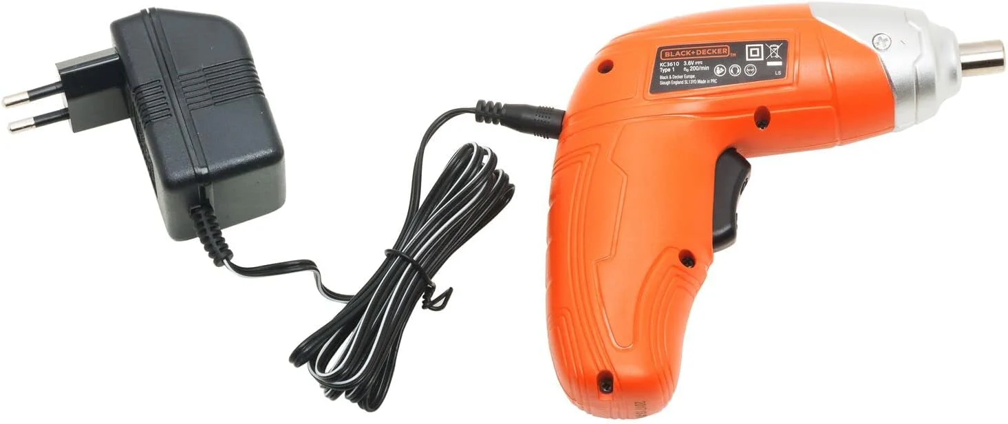 Black & Decker 3.6V Li-Ion Cordless Power Screwdriver Kit with 10 Pieces Bitset , Orange/Black - KC3610-B5, 1 Years Warranty - Image 3