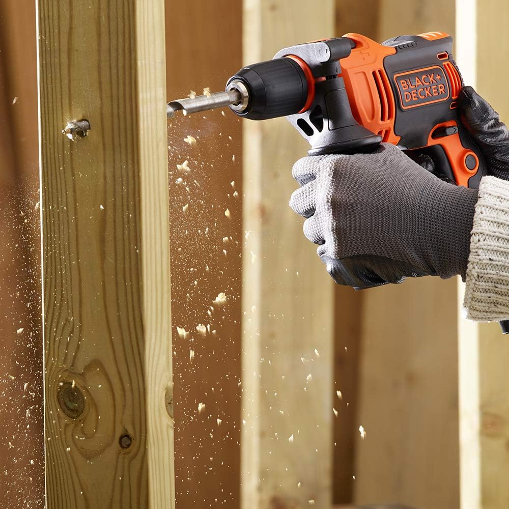 Black & Decker 710W 47,600BPM Single Gear Hammer Drill with 4 Bits in Kitbox for Metal & Masonry Drilling, Orange/Black - BEH710K-GB, 1 Years Warranty - Image 2