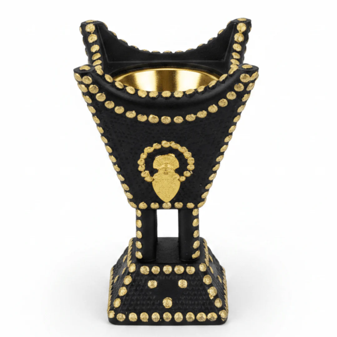 Black & Gold Arabic Incense Burner – Mabkhara | 13×8cm