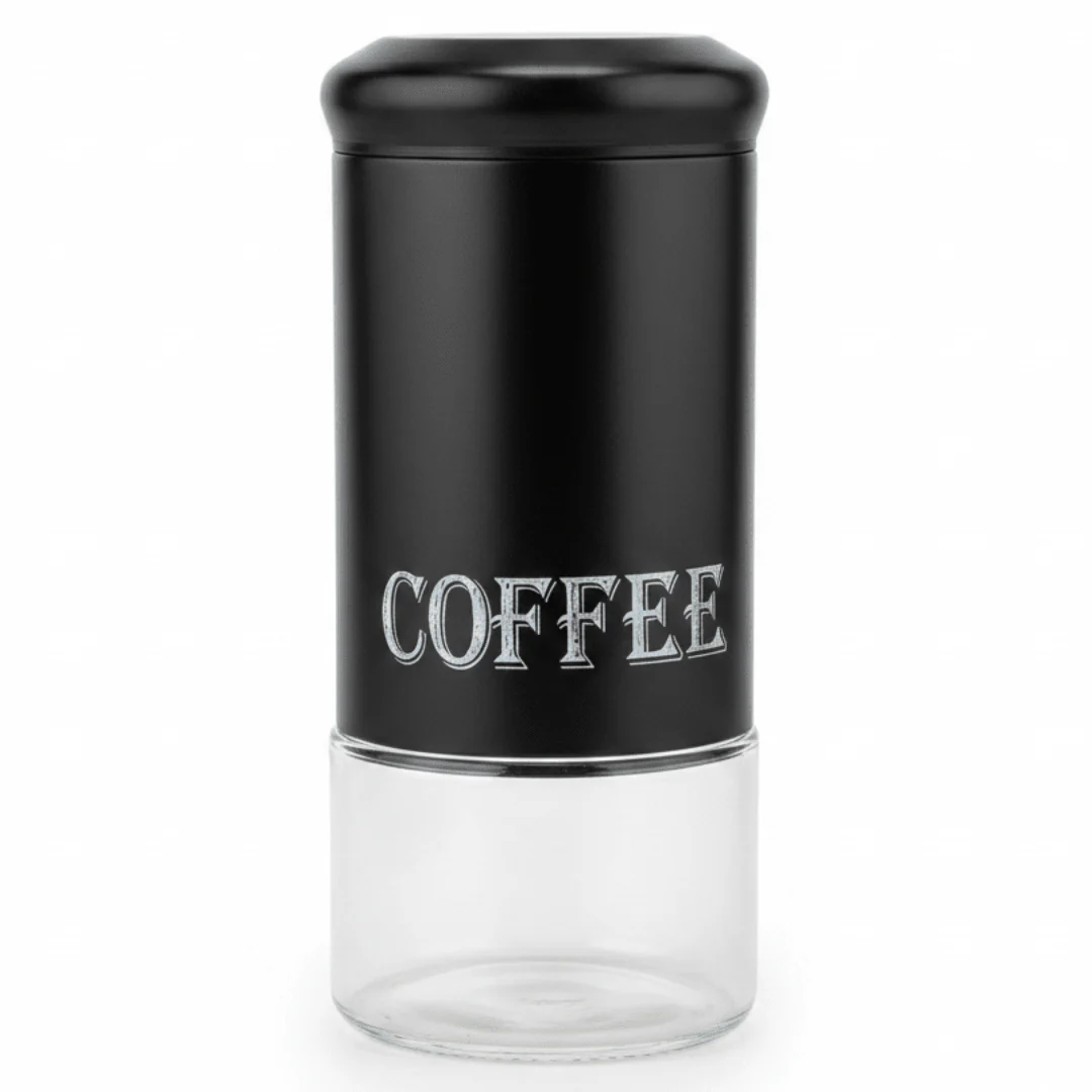 Black Metal & Glass Airtight Canister – 1200ml