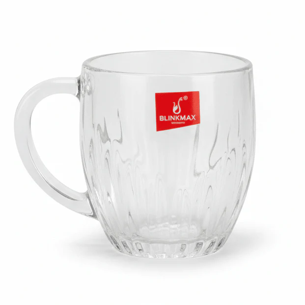 Blinkmax Elegant Glass Tea Mug with Comfortable Handle, Daily Use Drinkware 150ml