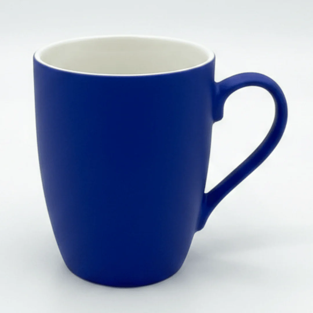 Royal Blue Matte Ceramic Coffee Mug – 400ml | Elegant Two-Tone Design
