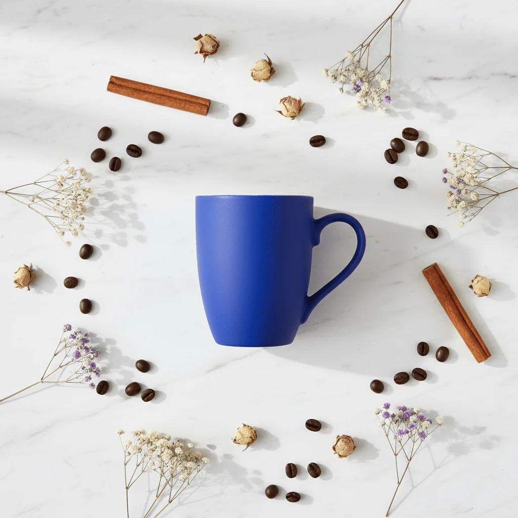 Royal Blue Matte Ceramic Coffee Mug – 400ml | Elegant Two-Tone Design - Image 3