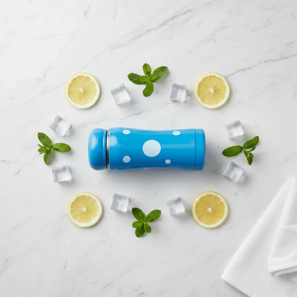 Blue and white stainless steel vacuum bottle 320ml - Image 3