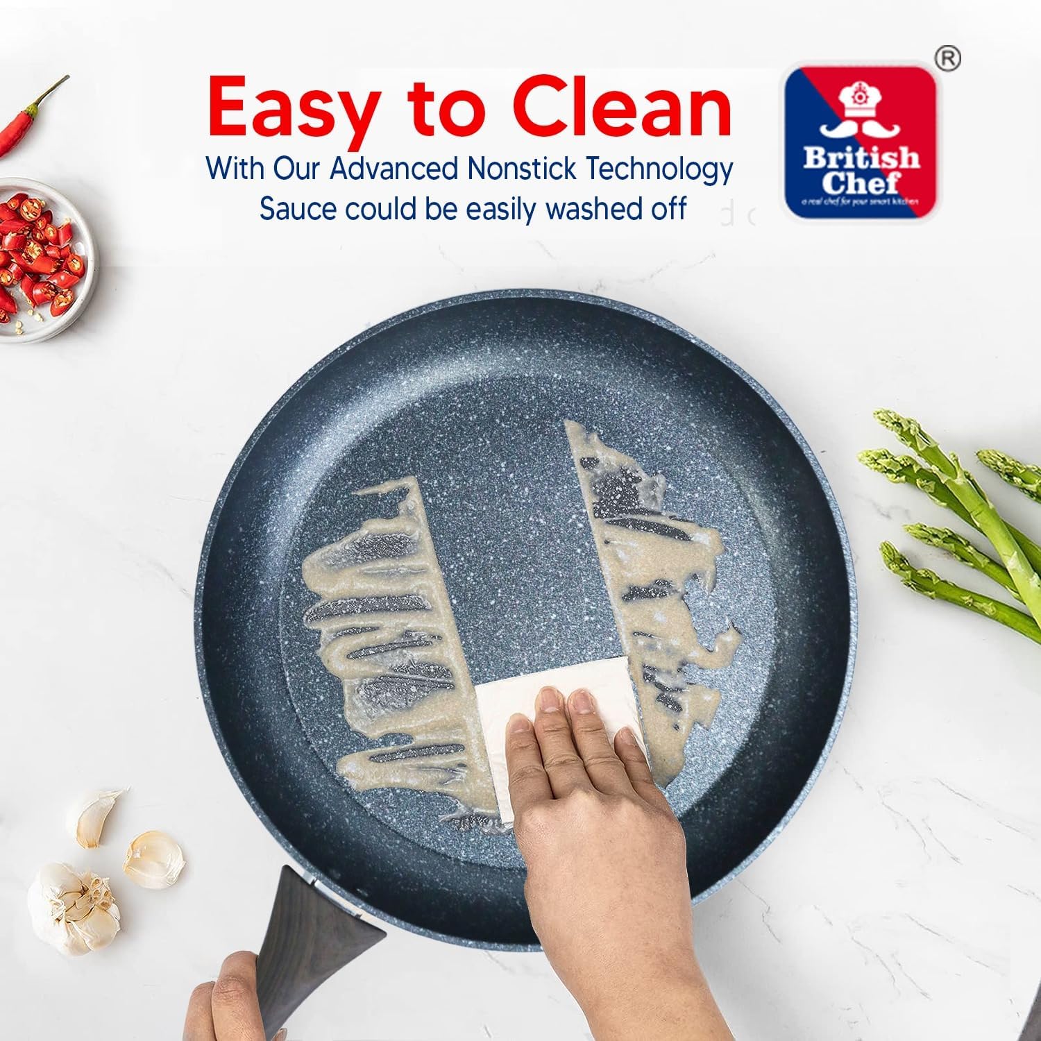 BRITISH CHEF Marble Coated Fry Pan 26cm-BC124 - Image 2