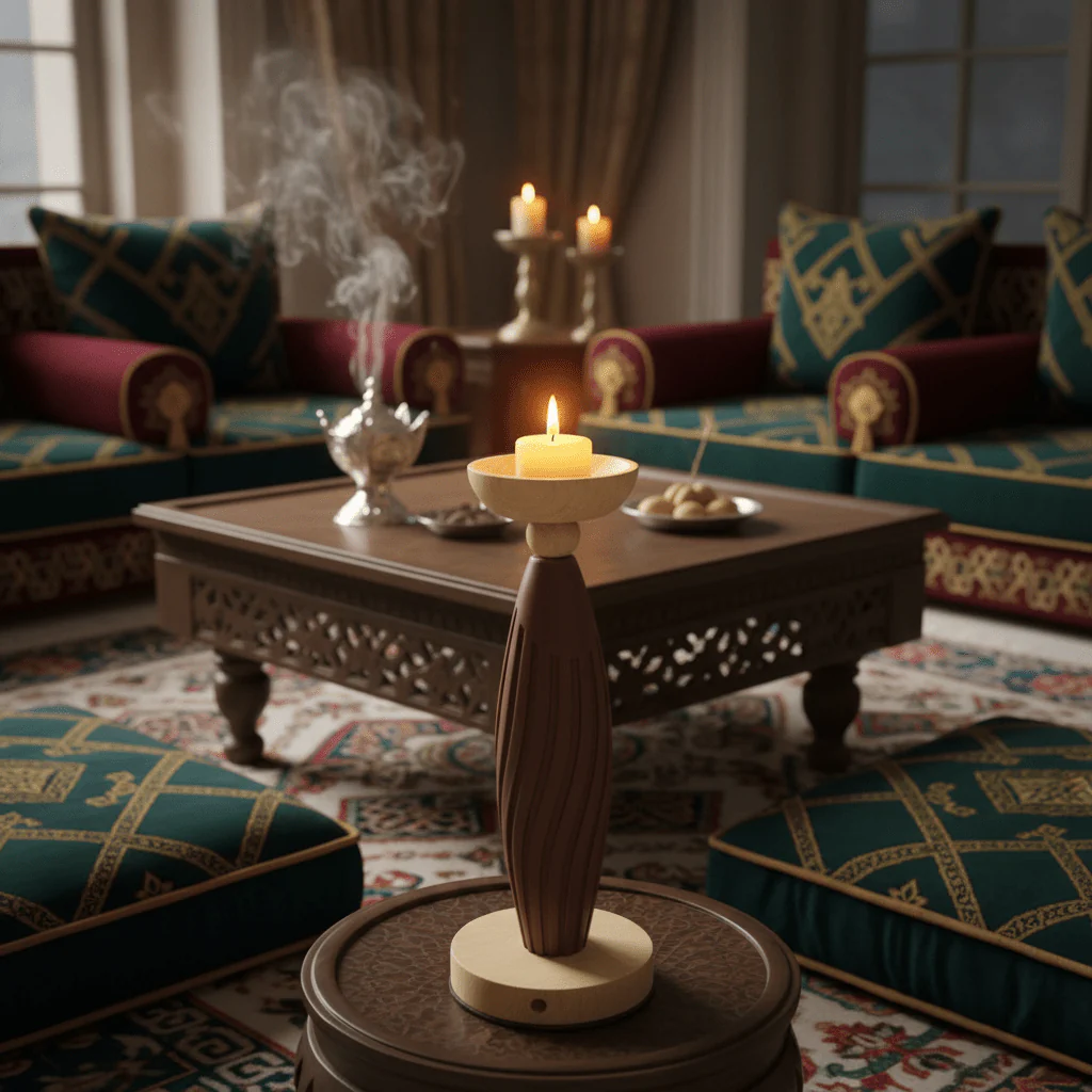 Brown & Natural Wood Candle Holder – 29cm Decorative Pillar Stand - Image 3