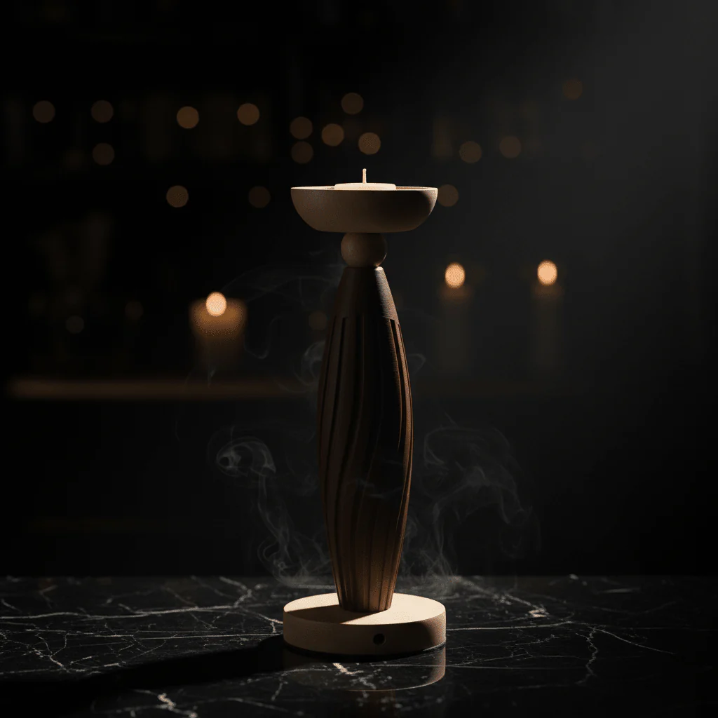 Brown & Natural Wood Candle Holder – 29cm Decorative Pillar Stand - Image 4