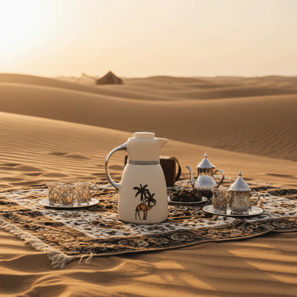 Bytix Cream Vacuum Flask – Palm Tree & Camel Design | 1 Litre - Image 4