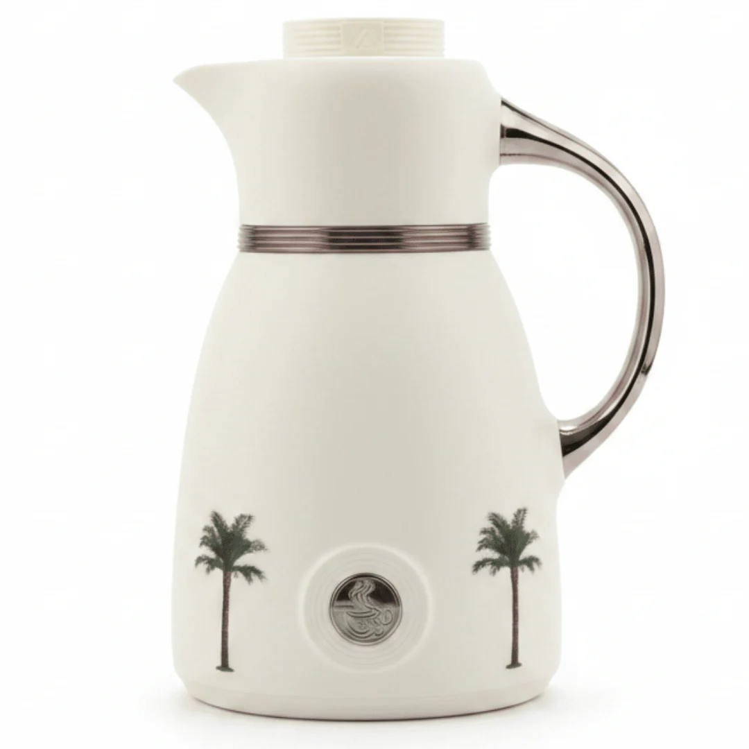 Bytix White Vacuum Flask | Palm Tree Design | 1 Litre
