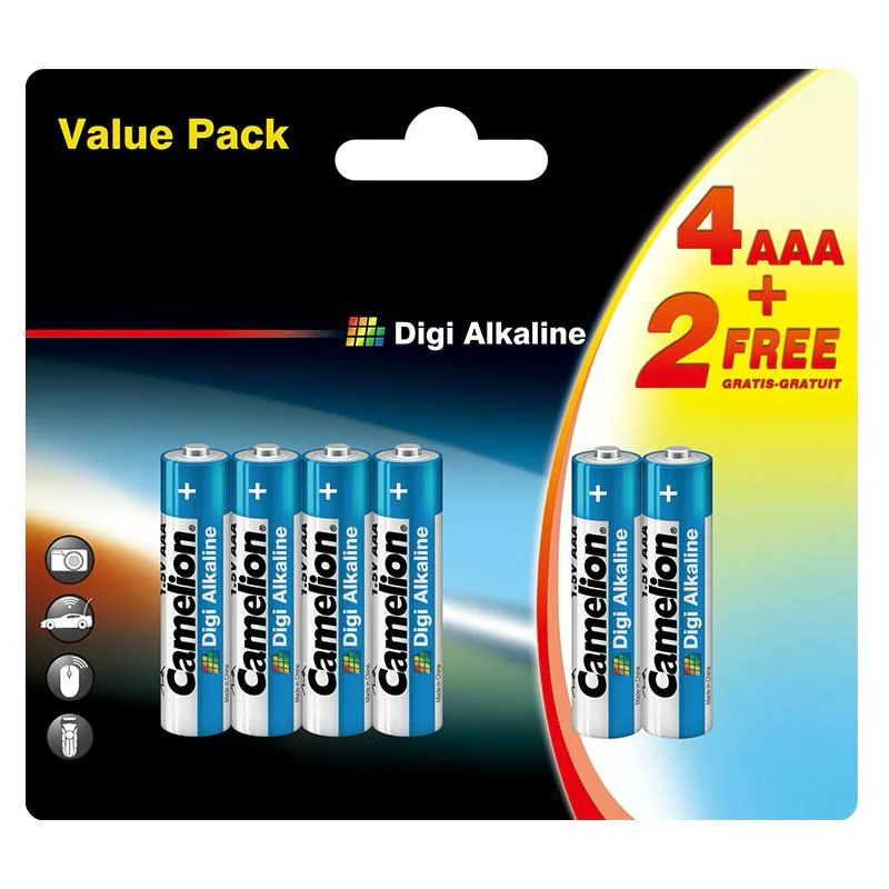CAMELION AAA Digi Alkaline Battery 1.5V, Pack of 4+2