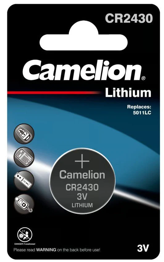 CAMELION CR2430 3V Lithium Coin Cell Battery, 1pc