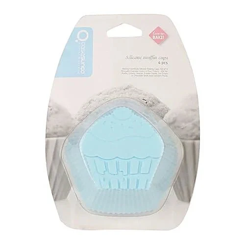 CASASUNCO Silicon Muffin Cups 4pc, Reusable Cupcake Liners,Muffin Design, Blue- SK1161 - Image 3
