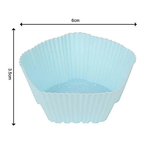 CASASUNCO Silicon Muffin Cups 4pc, Reusable Cupcake Liners,Muffin Design, Blue- SK1161 - Image 4
