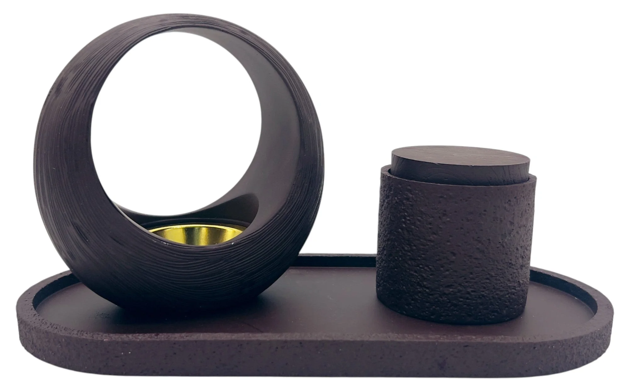 Cherry Luxury Incense Burner Set 26cm*12cm*13.5cm, Gypsum/POP Material, Dark Brown, 2230-10