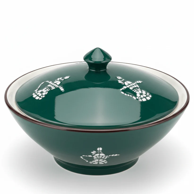 Christian Verucci  10 Inch Elegant Green Ceramic Halwa Dessert Bowl with Lid – Stylish Serving Dish for Traditional Halwa, Desserts and Sweets