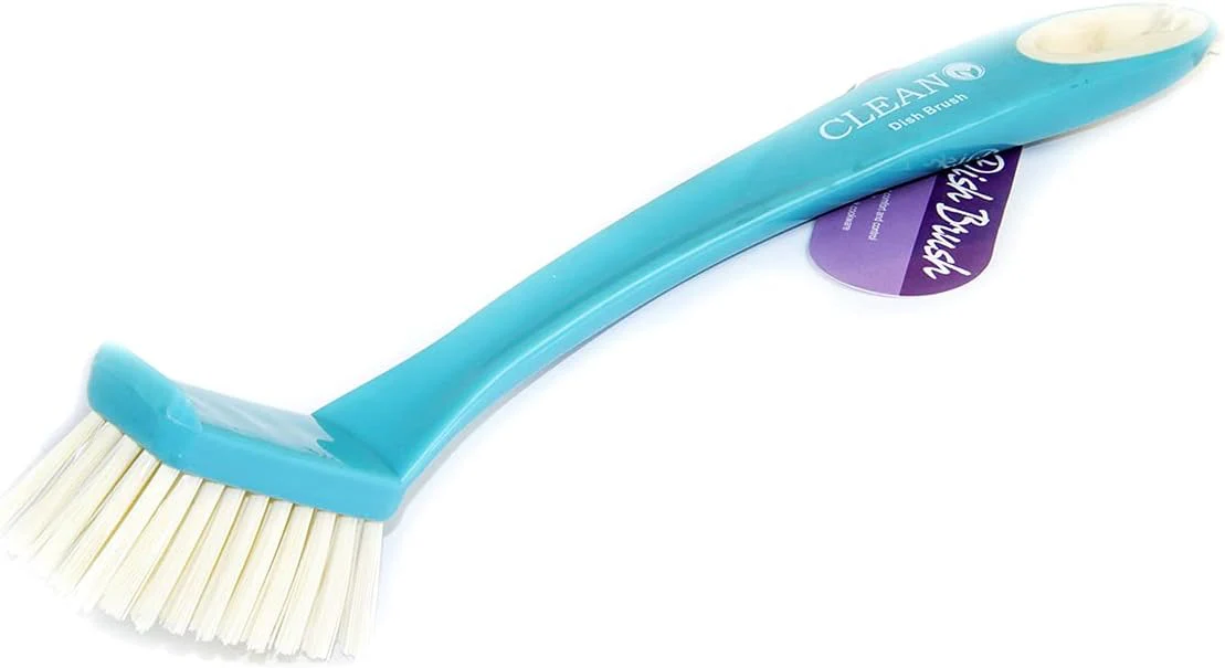 Clean Dish Brush With Square Bristles, Scrub Brush With Durable Bristles For Kitchen Sink Dishes, Pot Pan Size 25cm-Cyan&White - Image 3