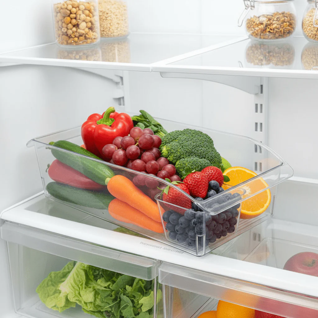 Clear Plastic Storage Bin – 31×15cm | Fridge & Home Organizer - Image 2