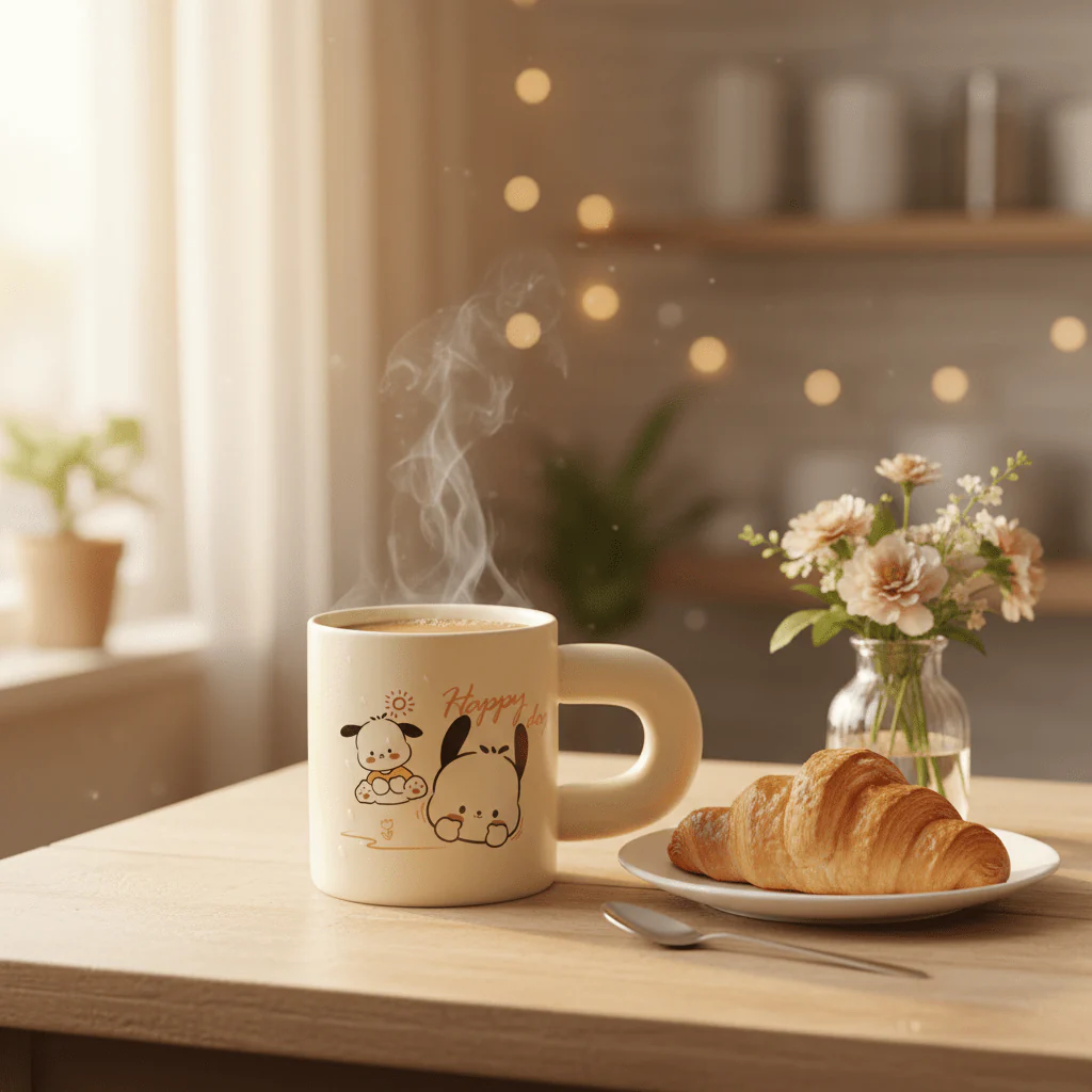 Happy Dog Cream Ceramic Mug – 350ml | Cute Cartoon Design | Perfect Gift - Image 2