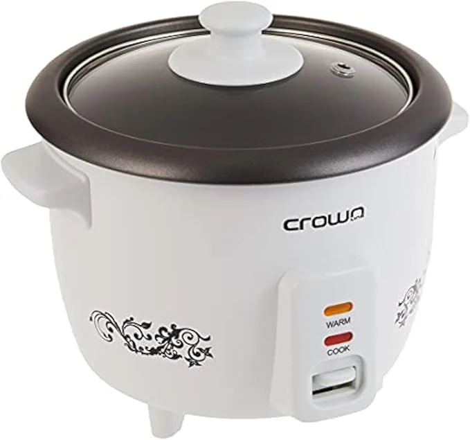 Crownline Rc-168 Rice Cooker W/ Steamer, 220-240 V, 50/60 Hz, 300 W, Cooking Capacity 0.6L, Volume 1.0 L, White, Small, Rc-168