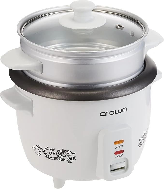 Crownline Rc-168 Rice Cooker W/ Steamer, 220-240 V, 50/60 Hz, 300 W, Cooking Capacity 0.6L, Volume 1.0 L, White, Small, Rc-168 - Image 2