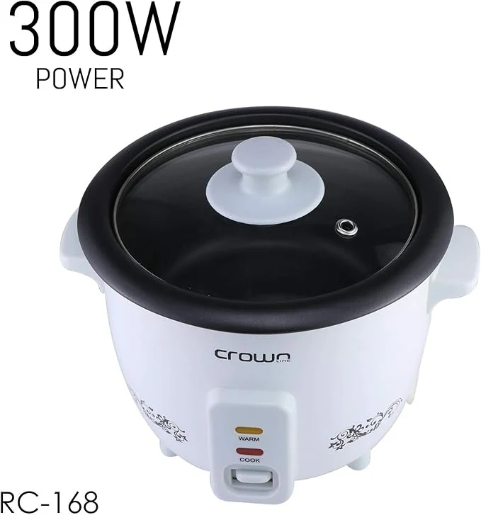 Crownline Rc-168 Rice Cooker W/ Steamer, 220-240 V, 50/60 Hz, 300 W, Cooking Capacity 0.6L, Volume 1.0 L, White, Small, Rc-168 - Image 5